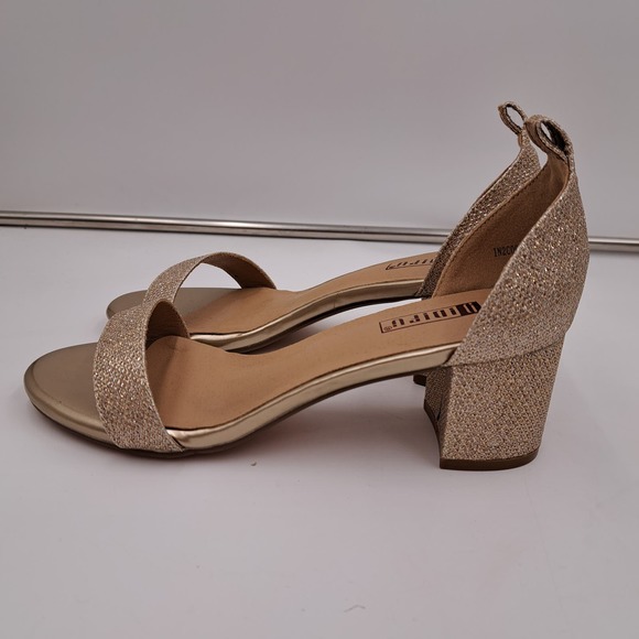 IDIFU Shiny Goldtone Lime Sandals Block Heel 6.5 - Picture 2 of 8